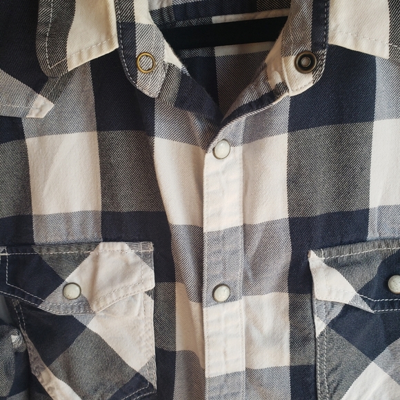 American Rag Cie Men’s Blue Plaid Western Button Up Long Sleeve L Pearl Snaps. - Picture 4 of 10
